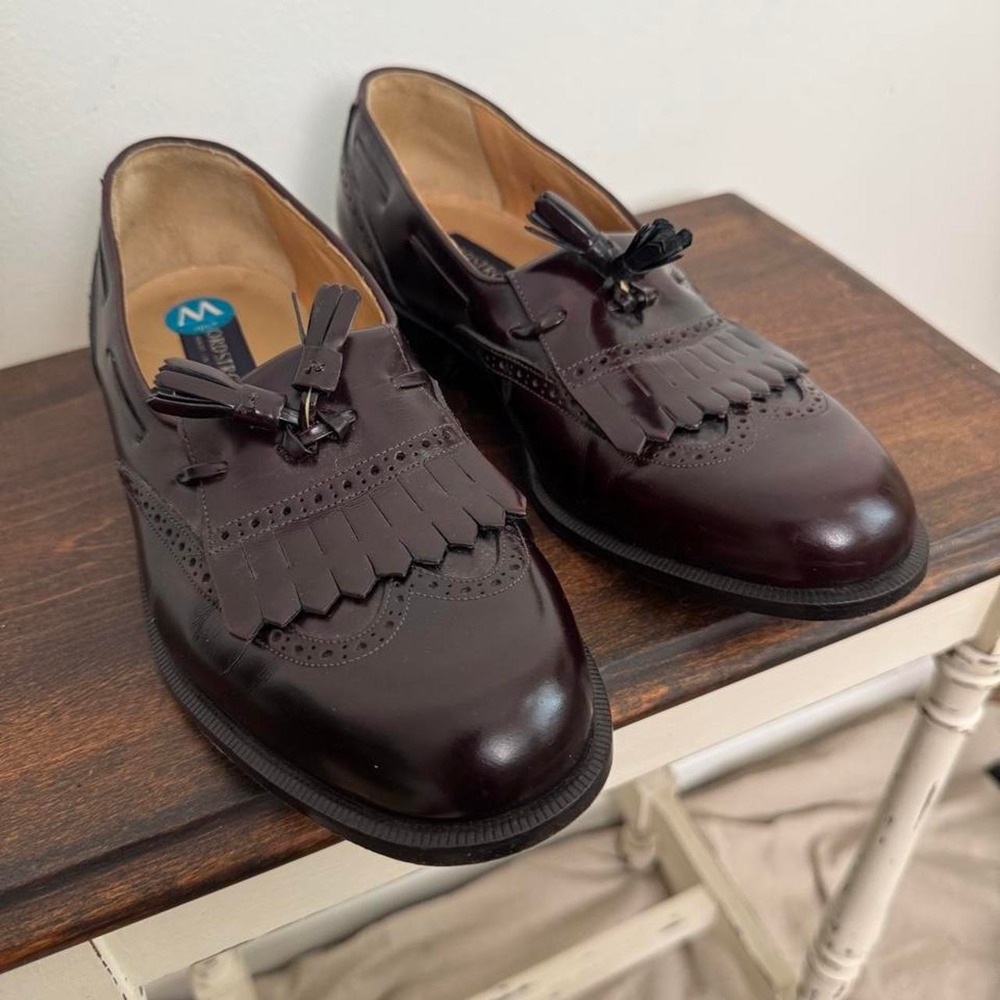 Nordstrom genuine leather men's burgundy ox blood pinched tassel loafer 8 wide - Picture 3 of 8